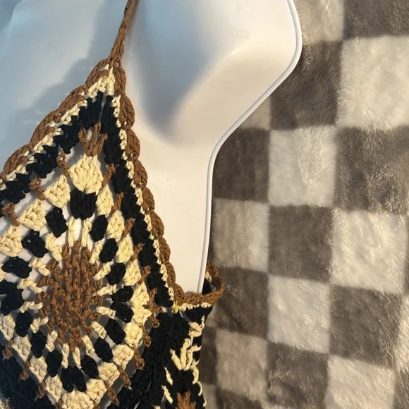 Elan Crochet Maxi Tank Top Strap Swim Cover Up Dress Floor Length Size M/Medium - Picture 8 of 12